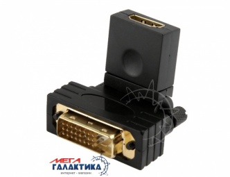 Переходник Megag HDMI F (мама) - DVI M (папа) (24+1 пин) Угловой 360° Black Переходник Megag HDMI F (мама) - DVI M (папа) (24+1 пин) Угловой 360° Black