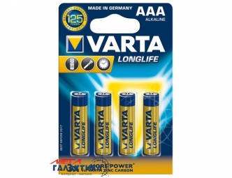 Батарейка Varta AAA LONGLIFE BLI 4 1.5V Alkaline (4103101414) Батарейка Varta AAA LONGLIFE BLI 4 1.5V Alkaline (4103101414)