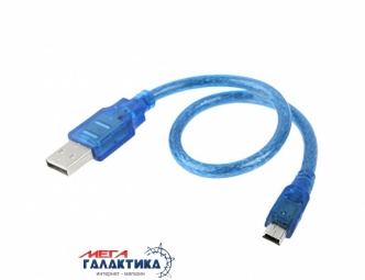 Кабель Megag USB AM (папа) - mini USB M (папа) USB 2.0 0.3m Blue OEM Кабель Megag USB AM (папа) - mini USB M (папа) USB 2.0 0.3m Blue OEM