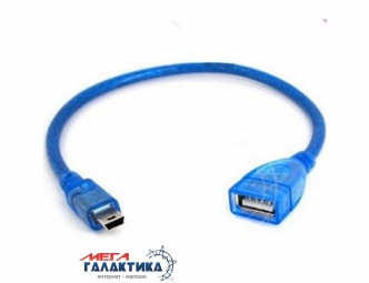 Кабель Megag USB AF (мама) - mini USB M (папа) USB 2.0 (5 пин) 0.25m Lightblue OEM Кабель Megag USB AF (мама) - mini USB M (папа) USB 2.0 (5 пин) 0.25m Lightblue OEM