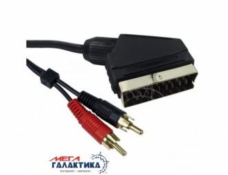 Кабель Megag SCART M (папа) - 2 x RCA M (папа) Mono 1.2m Black Кабель Megag SCART M (папа) - 2 x RCA M (папа) Mono 1.2m Black