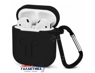 Чехол Megag для AirPods, Ультратонкий силикон, + карабин Black Чехол Megag для AirPods, Ультратонкий силикон, + карабин Black