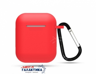 Чехол Megag для Airpods 2019 1:1, Ультратонкий силикон + карабин Red Чехол Megag для Airpods 2019 1:1, Ультратонкий силикон + карабин Red