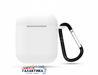 Чехол Megag для Airpods 2019 1:1, Ультратонкий силикон + карабин White Чехол Megag для Airpods 2019 1:1, Ультратонкий силикон + карабин White