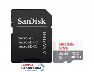 Карта памяти SanDisk micro SDHC 32GB UHS-1 (U1) (SDSQUNR-032G-GN3MA) +адаптер sd, Чтение 80 Мб/с Карта памяти SanDisk micro SDHC 32GB UHS-1 (U1) (SDSQUNR-032G-GN3MA) +адаптер sd, Чтение 80 Мб/с