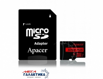Карта памяти Apacer micro SDHC 32GB UHS-1 (U1) (AP32GMCSH10U5-R) +адаптер sd, Чтение 85 Мб/с