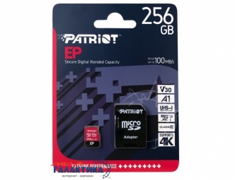 Карта памяти Patriot micro SDXC 256GB UHS-1 (U3) (EF256GEP31MCX) +адаптер sd, R100/W80MB/s Карта памяти Patriot micro SDXC 256GB UHS-1 (U3) (EF256GEP31MCX) +адаптер sd, R100/W80MB/s