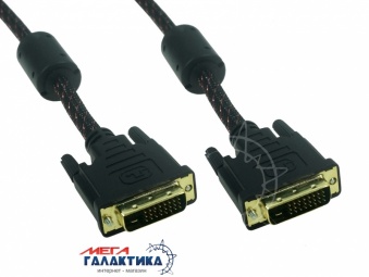 Кабель Megag DVI M (папа) - DVI M (папа) (24+1 пин) 2 Феррита Оплетка позолоченные коннекторы 5m Black OEM Кабель Megag DVI M (папа) - DVI M (папа) (24+1 пин) 2 Феррита Оплетка позолоченные коннекторы 5m Black OEM