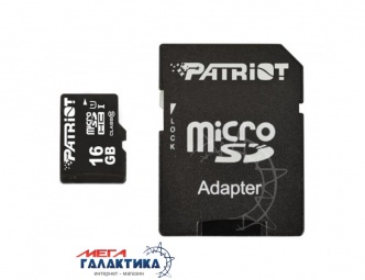 Карта памяти Patriot micro SDHC 16GB Class 10 (PSF16GMCSDHC10) +адаптер sd, R48/W10MB/s