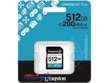  512GB Kingston Kanvas Go! Plus SDXC class 10 A2 V30 R200MB/s, W160MB/s (SDG4/512GB)