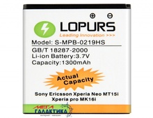   Lopurs  Sony Xperia MT15i / Xperia Pro MK16i  1300 mAh  Li-ion White OEM