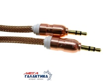   Megag Jack 3.5mm M () - Jack 3.5mm M () (3 ) AUX Gold Plated Armor 1m      Bronz